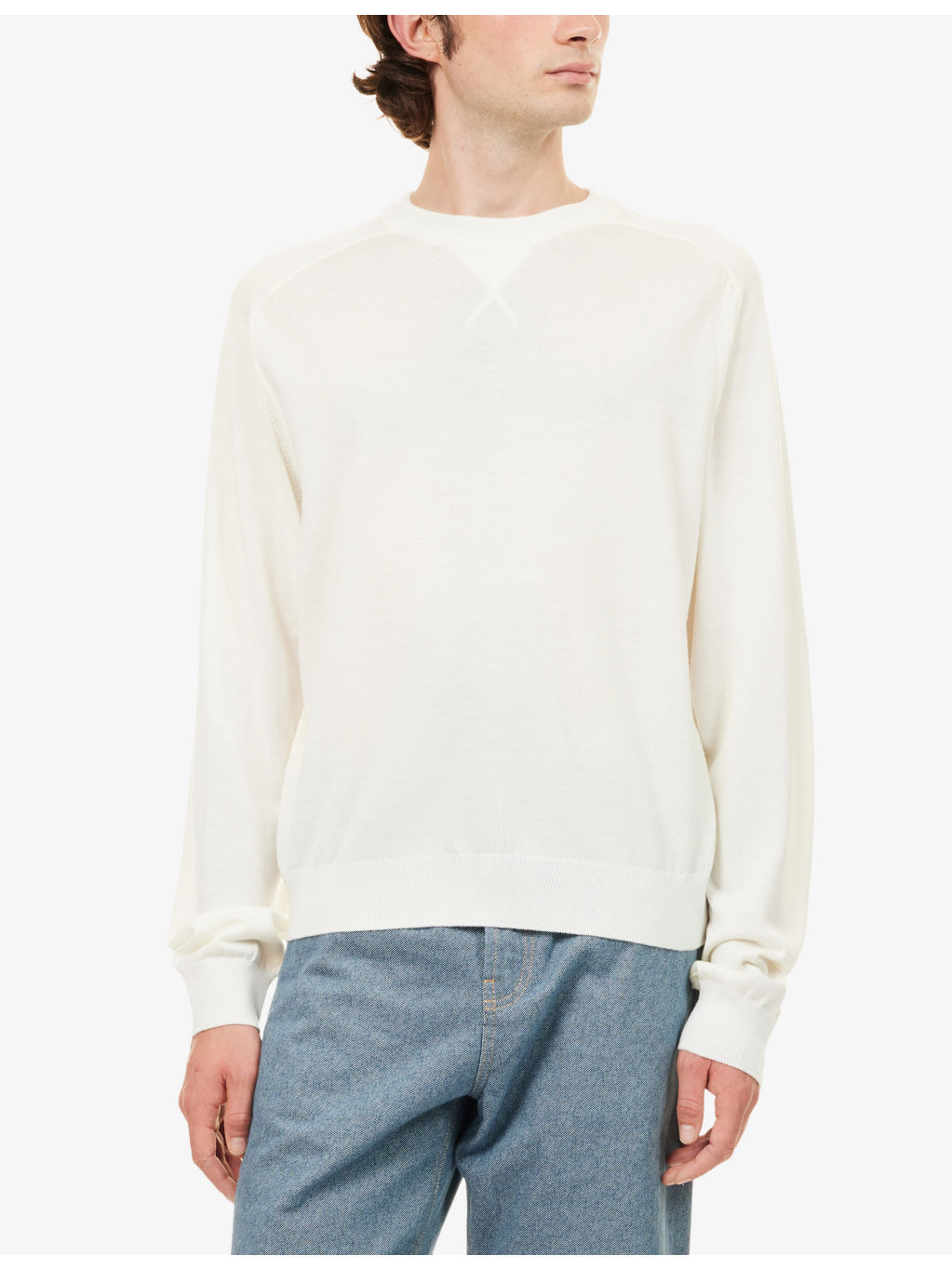 Embroidered-Logo Long-Sleeve Wool Blend Sweater - 3
