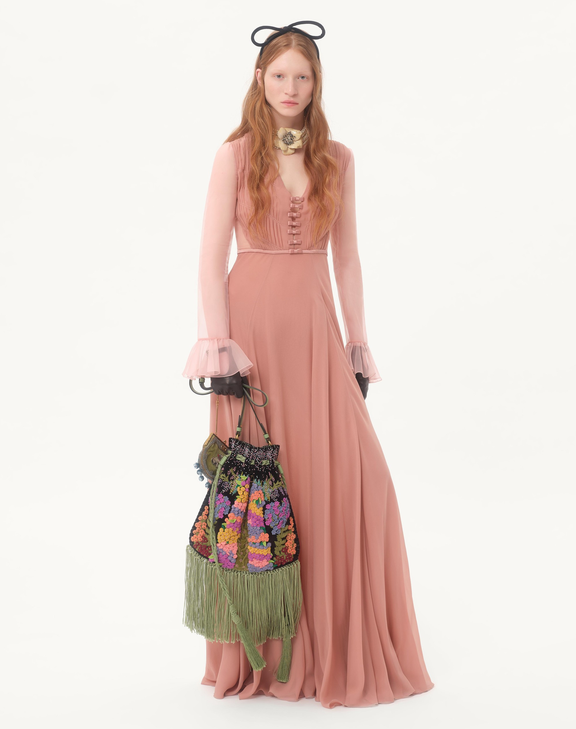 VALENTINO GARAVANI NELLCÔTE ALICE EMBROIDERED BAG WITH FRINGES - 2
