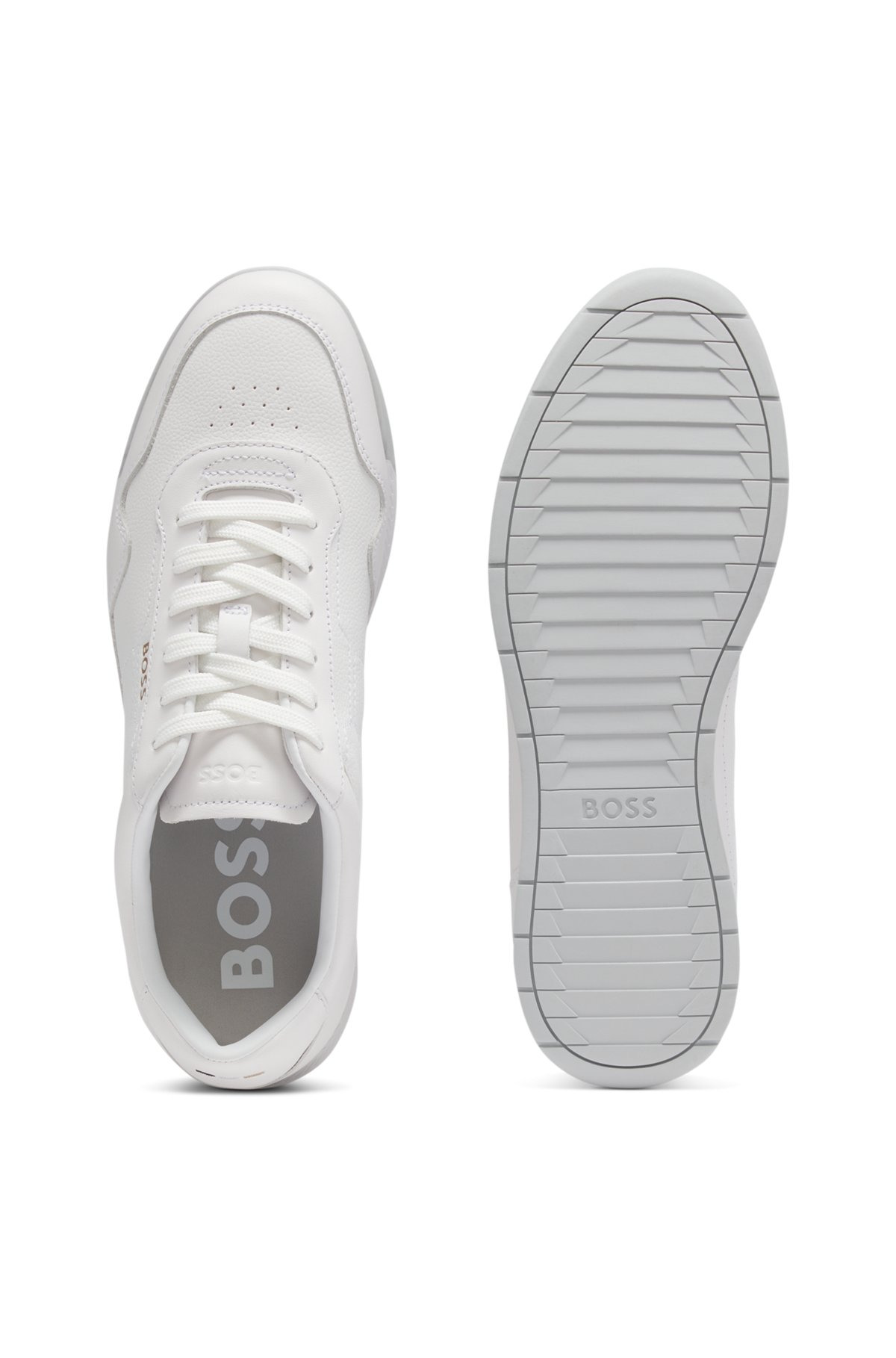 FAUX-LEATHER TRAINERS WITH GOLD-TONE BRANDING - 4