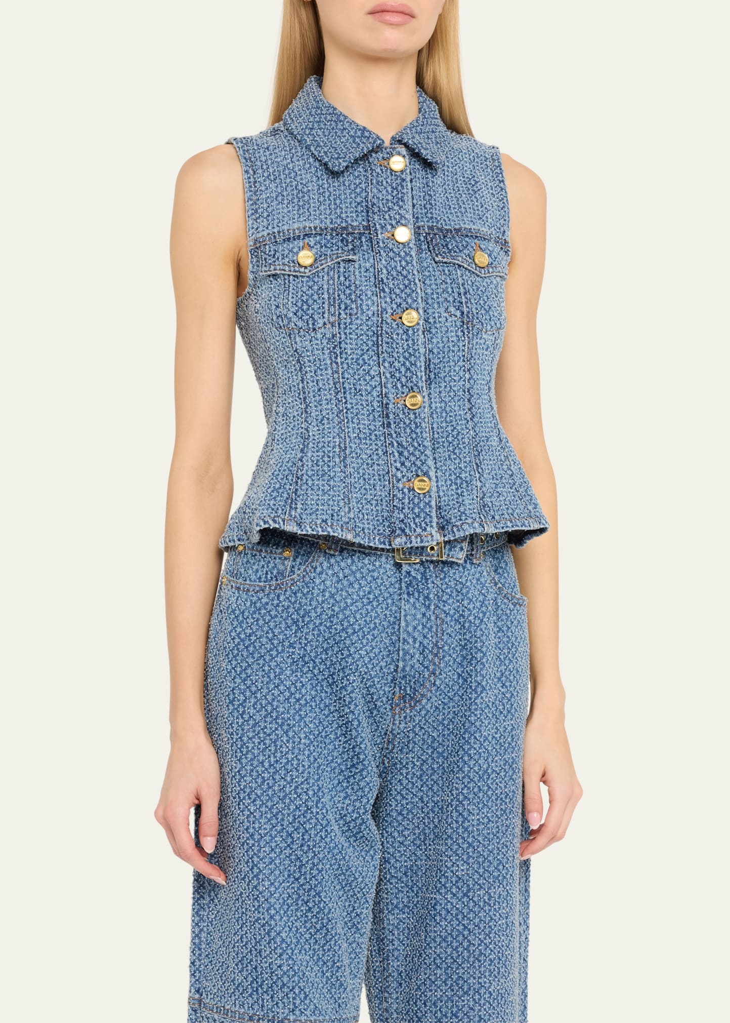 Fluffy Denim Fitted Top - 4
