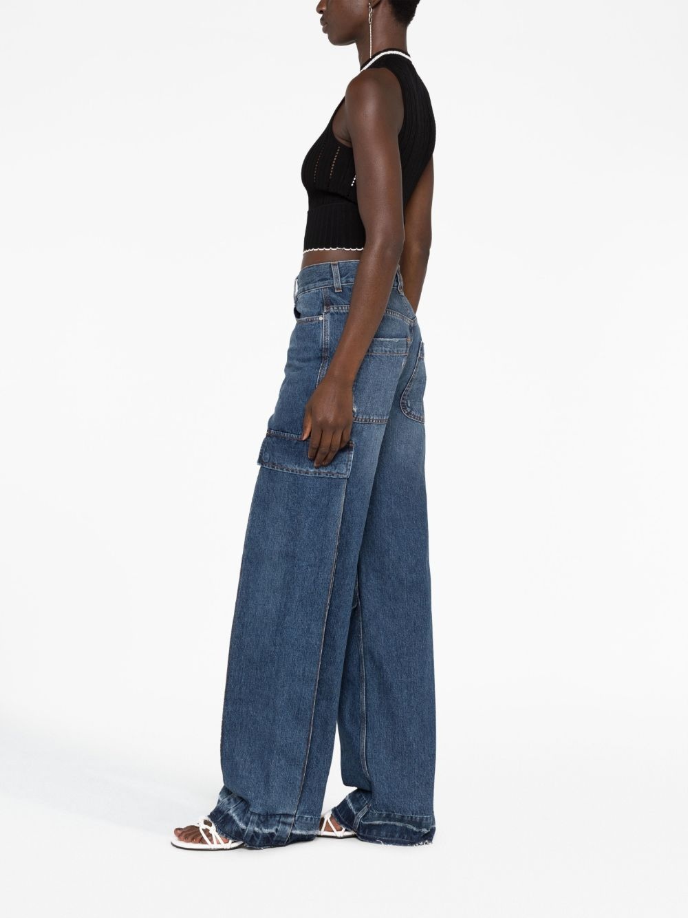 wide-leg cargo jeans - 4