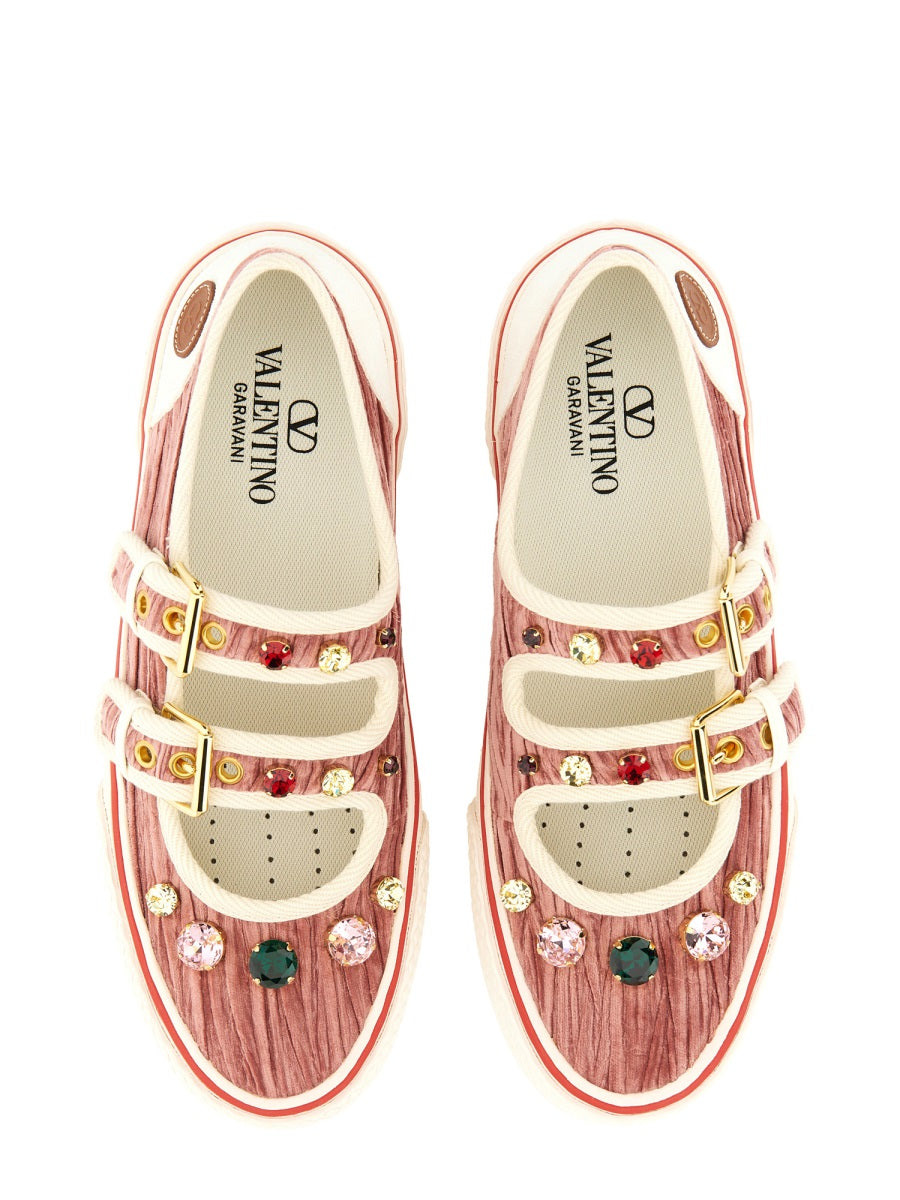 Valentino Garavani Women Velvet "Dollyboard" Ballerina Sneaker - 6