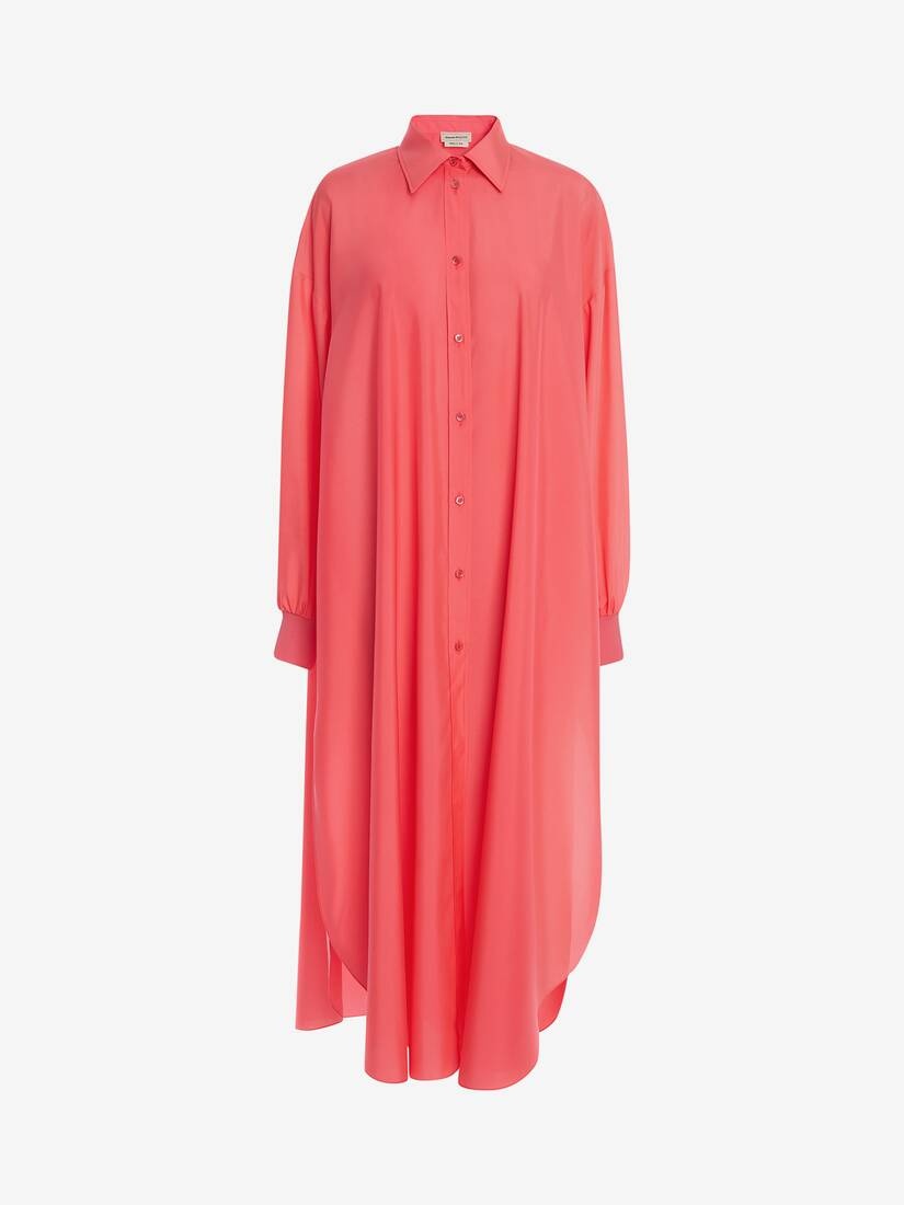 Cocoon Sleeve Shirt Dress in Neon Pink - 1