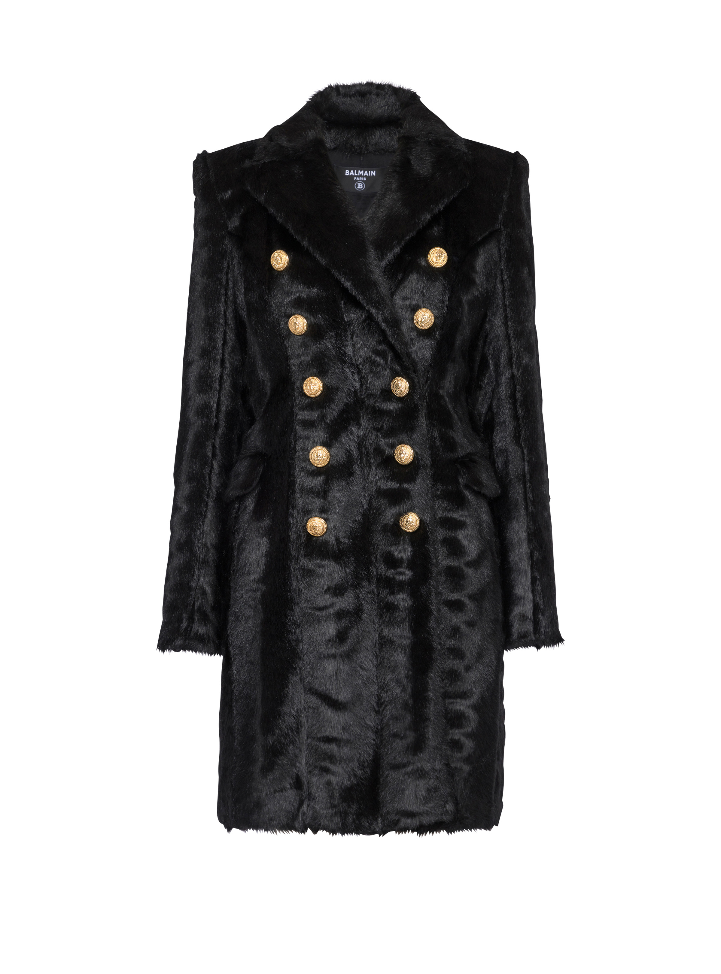 Long faux fur coat with double-buttoned fastening - 1