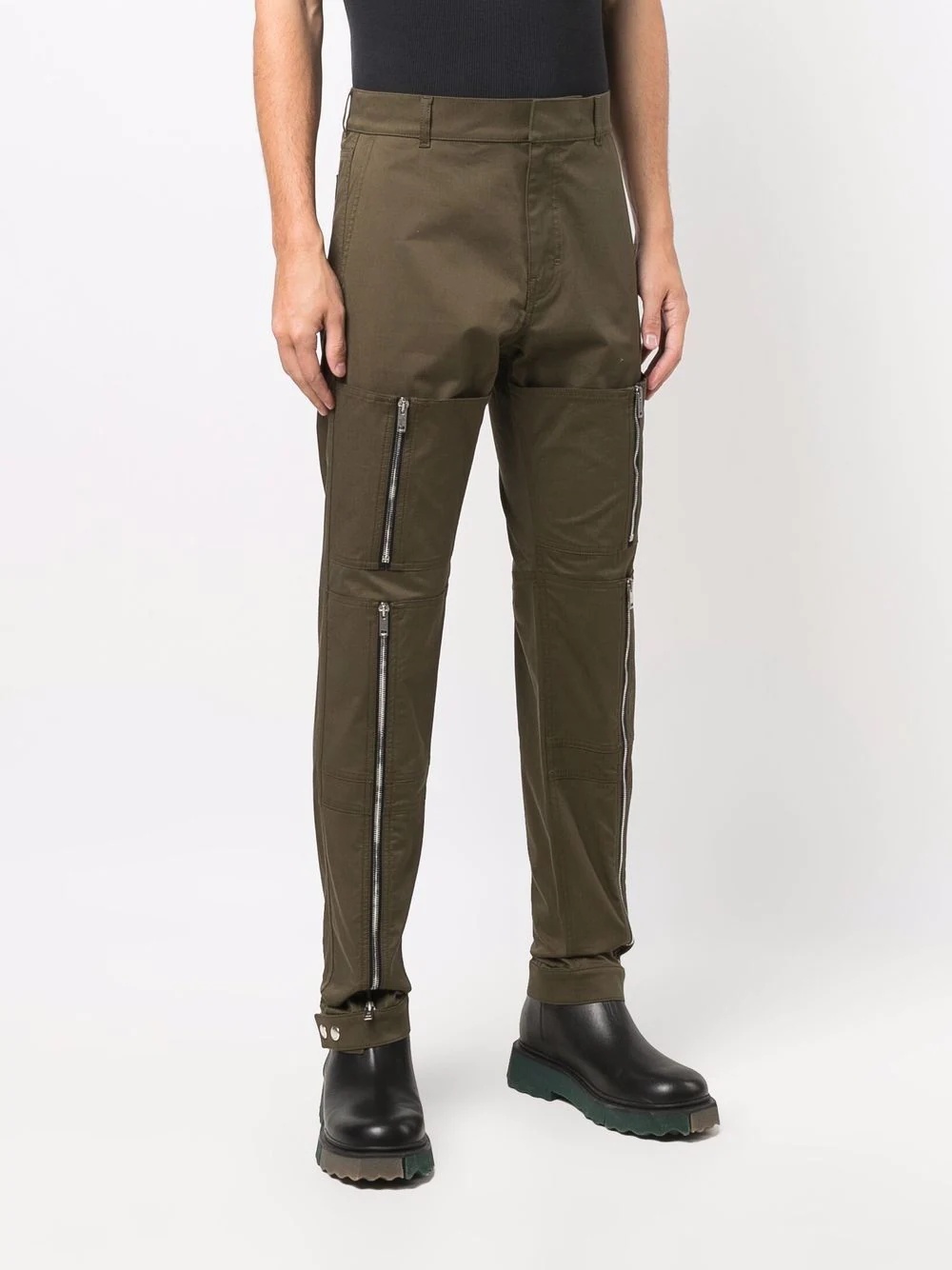 zip-detail straight trousers - 3