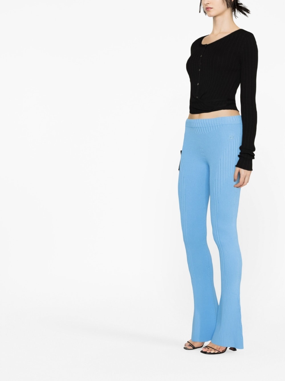 knitted flared trousers - 3
