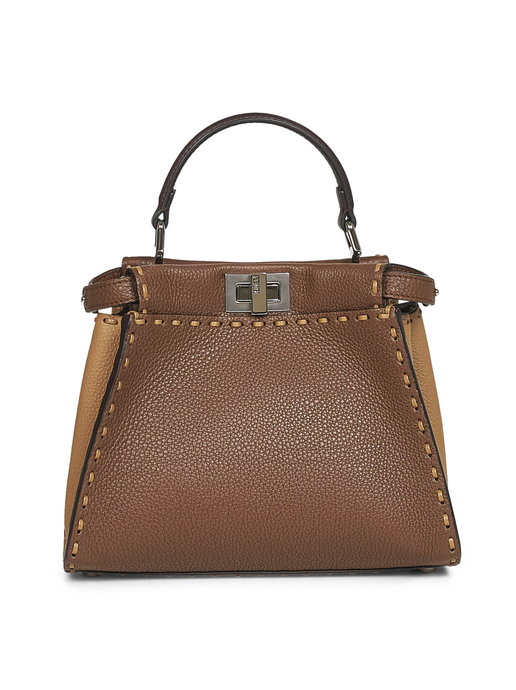 Fendi Women Brown Peekaboo Mini Handbag - 1