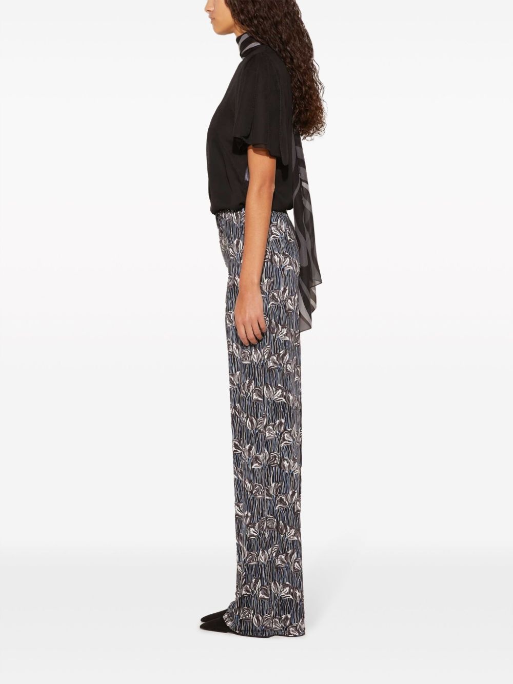 floral print straight-legged trousers - 3