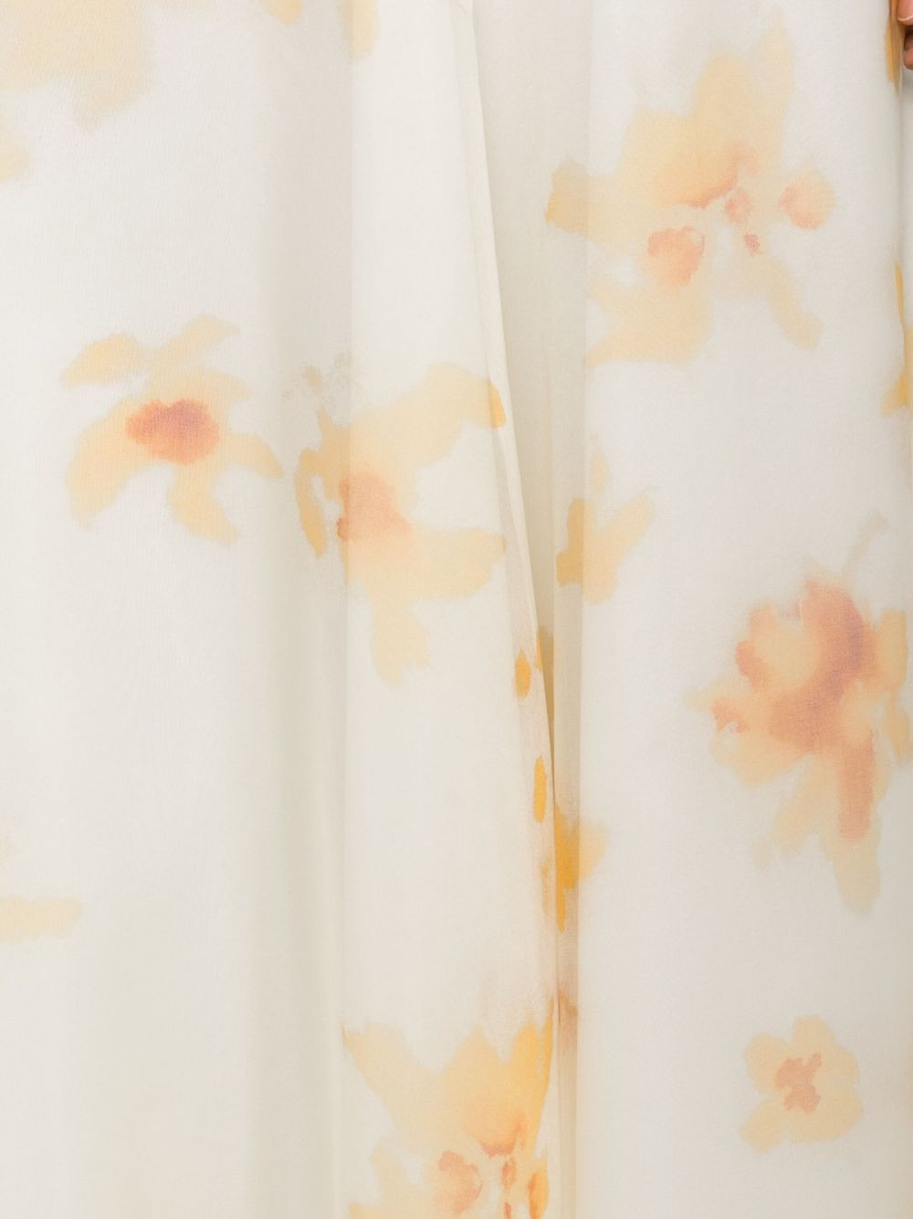 floral-print silk midi skirt - 5
