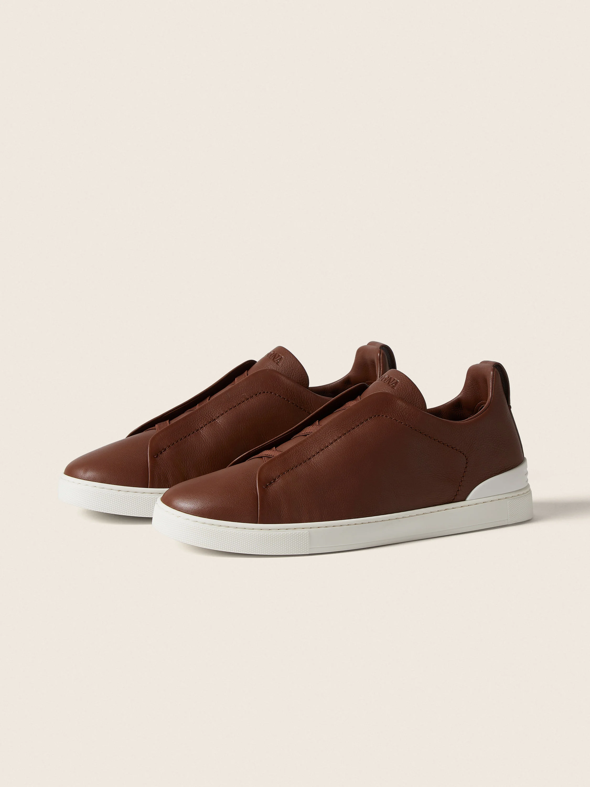 ALMOND BROWN TRIPLE STITCH™ SECONDSKIN SNEAKERS - 1
