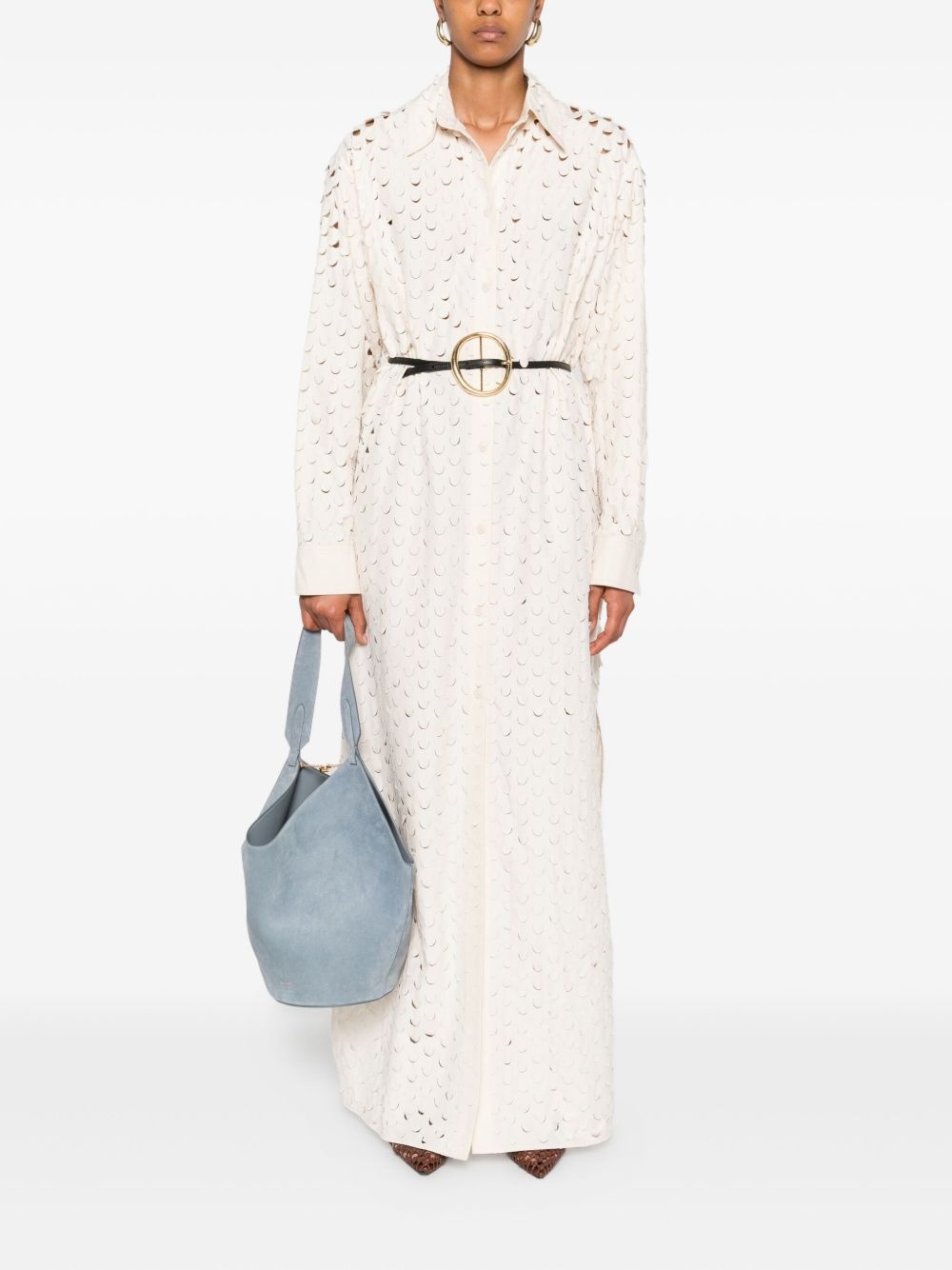 button-front perforated dress - 2
