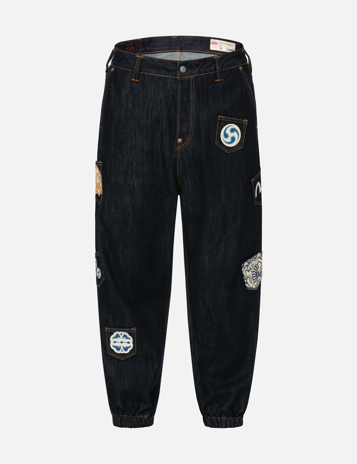 MULTI POCKET WITH SEAGULL EMBROIDERY RELAX FIT DENIM JOGGERS - 1