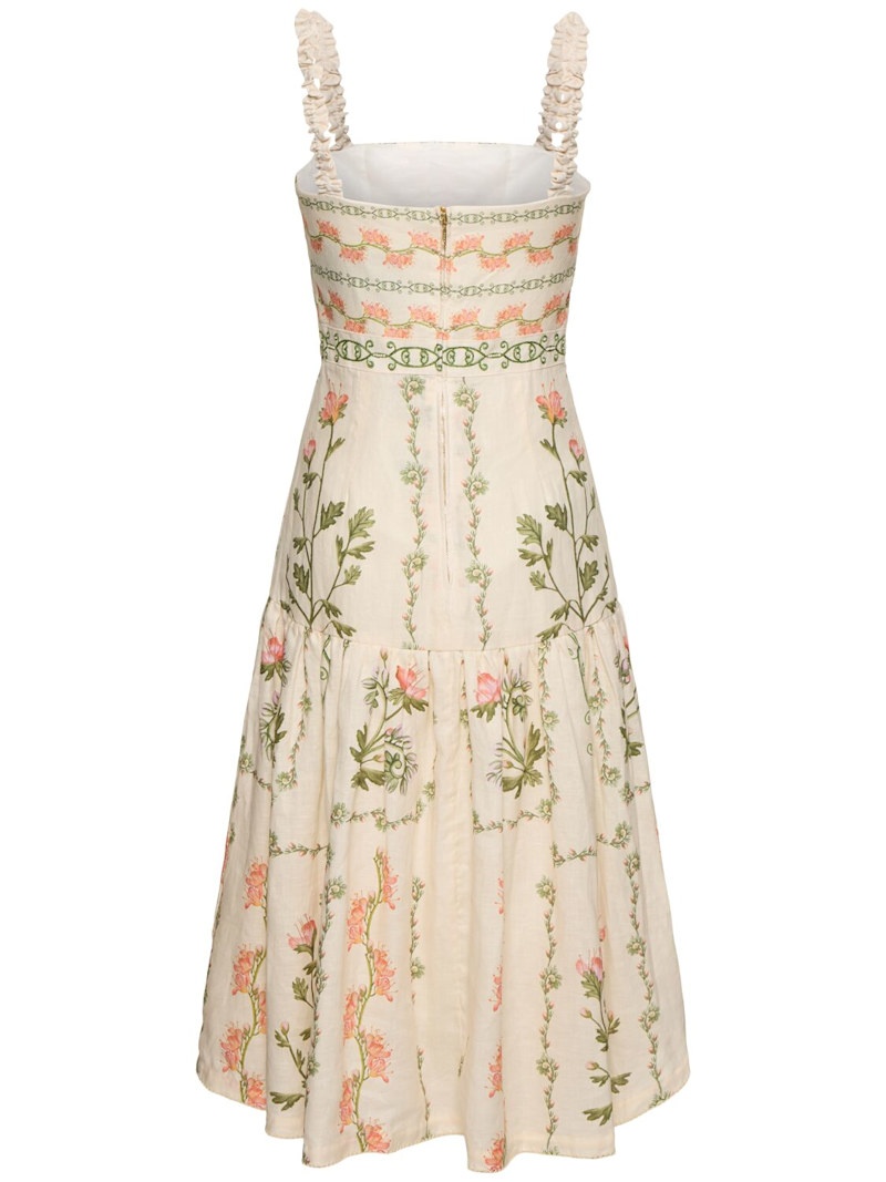 Nispero flowers linen midi dress - 3