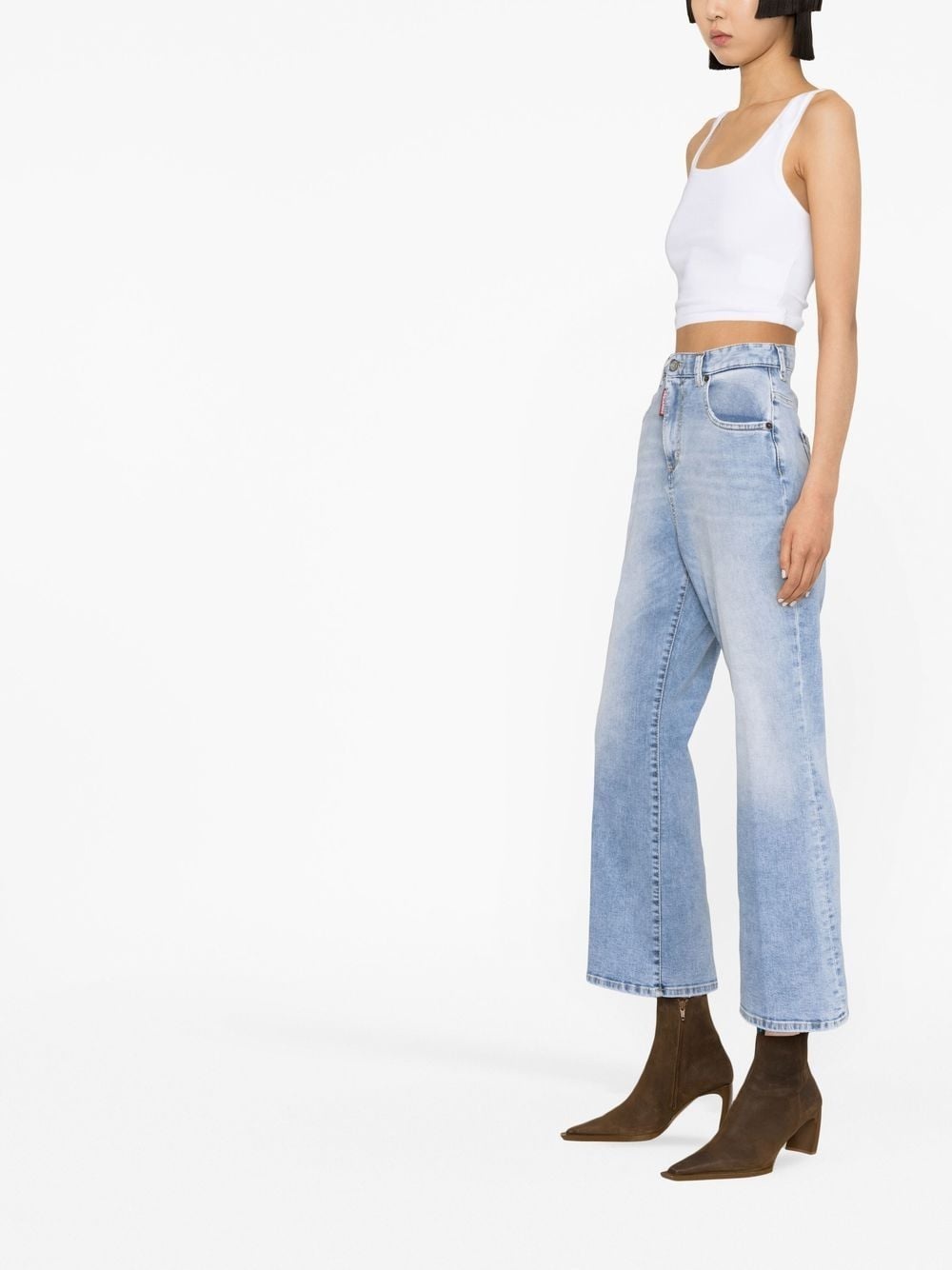 high-waisted cropped flared jeans - 4