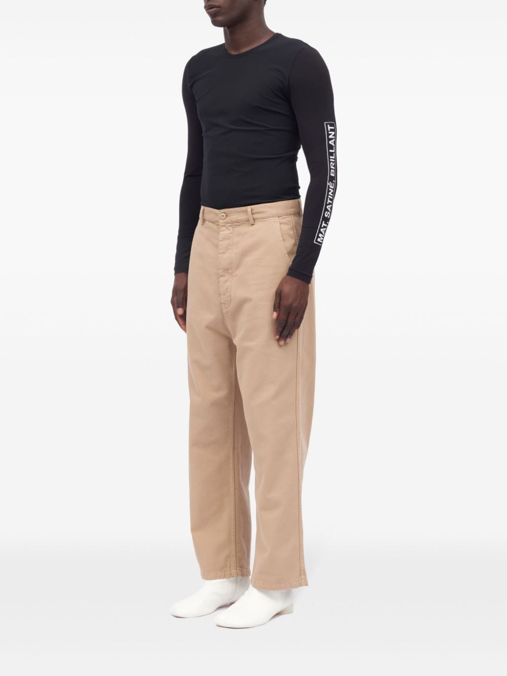 straight-leg cotton trousers - 4