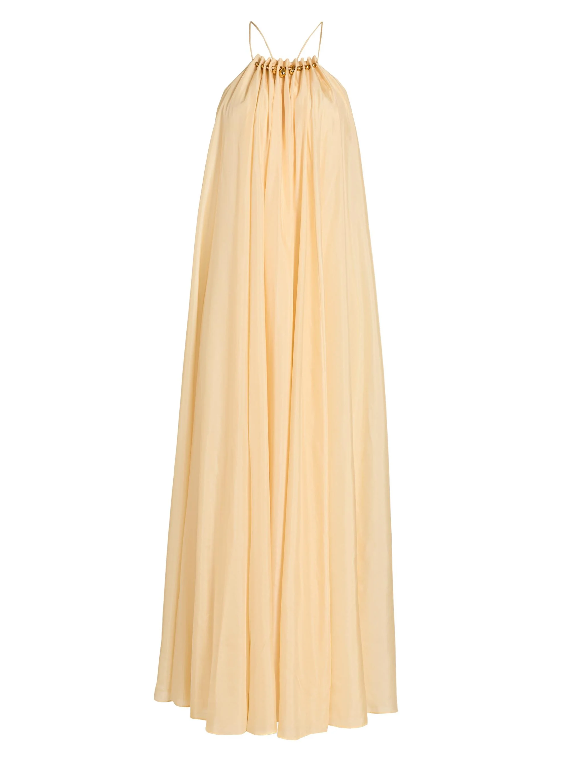 Women's Aster Gathered Bead Silk Maxi Dress - Cream - 1