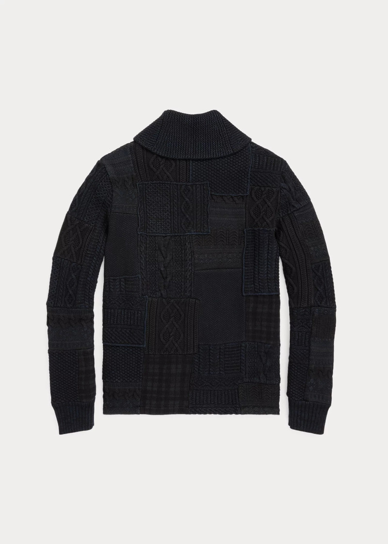RRL by Ralph Lauren Indigo Patchwork Cotton-Wool Cardigan outlook