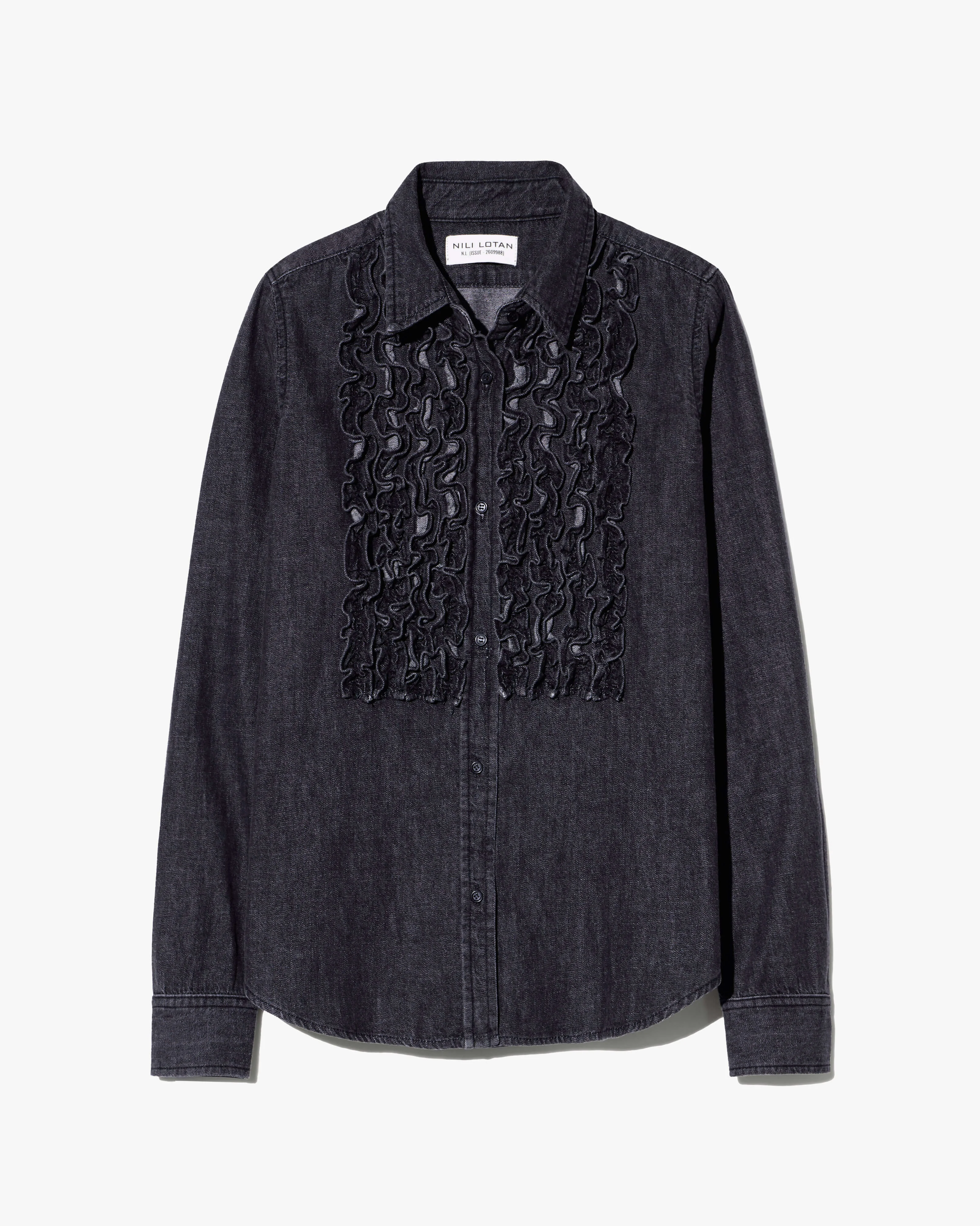EMILIE DENIM RUFFLE SHIRT - 1