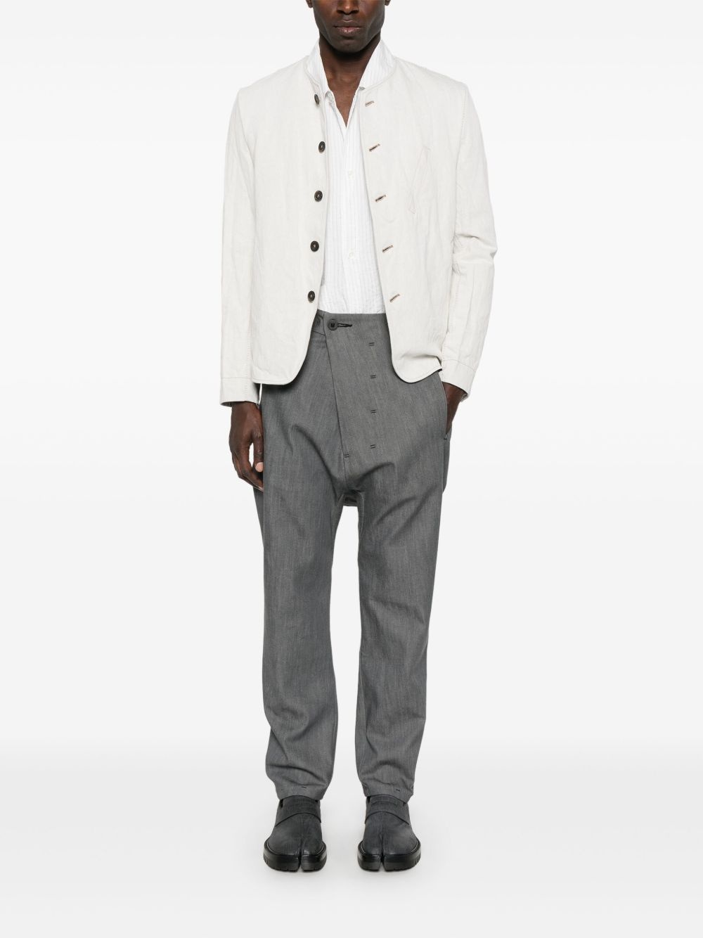 collarless jacket - 2
