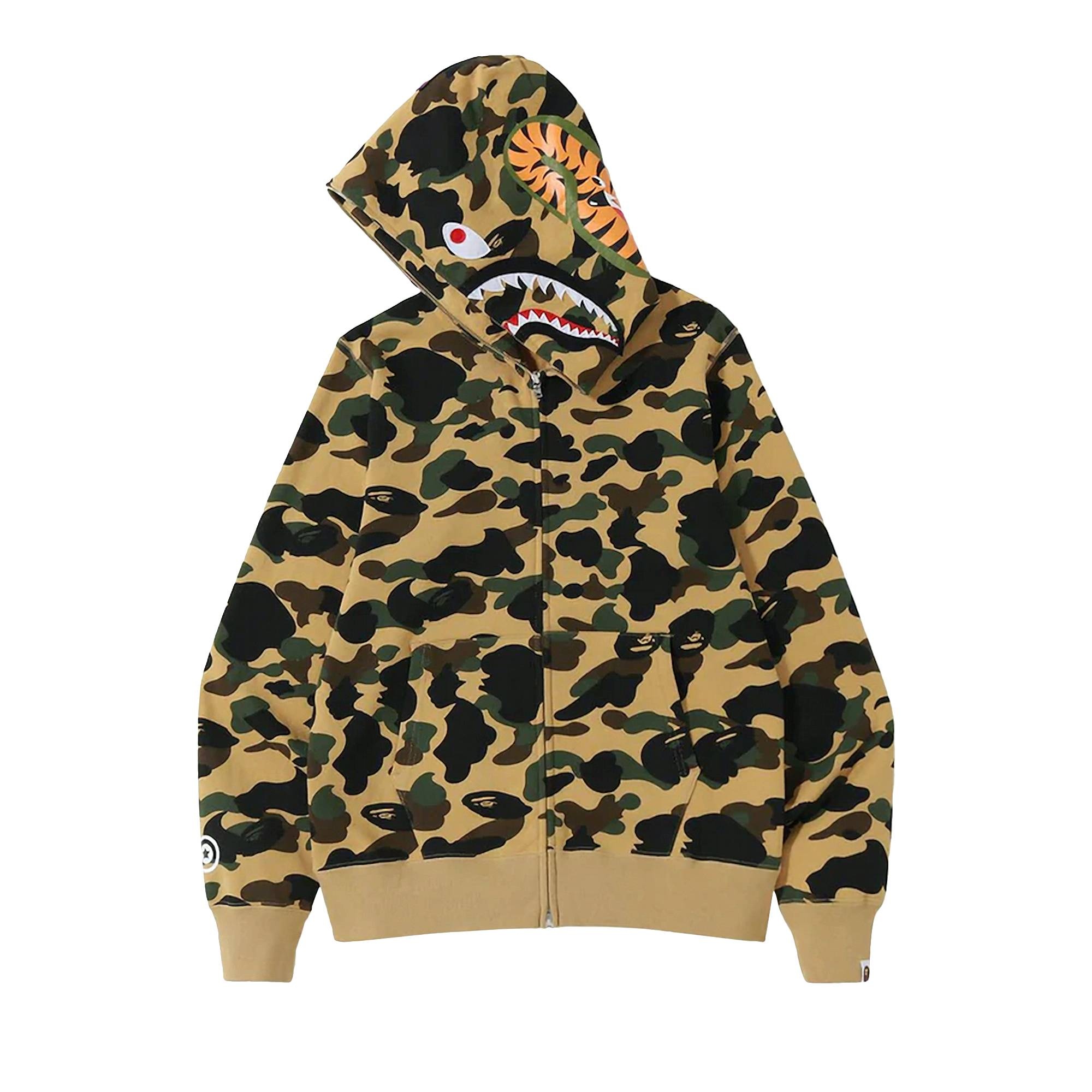 BAPE 1st Camo Shark Full Zip Hoodie 'Yellow' - 2