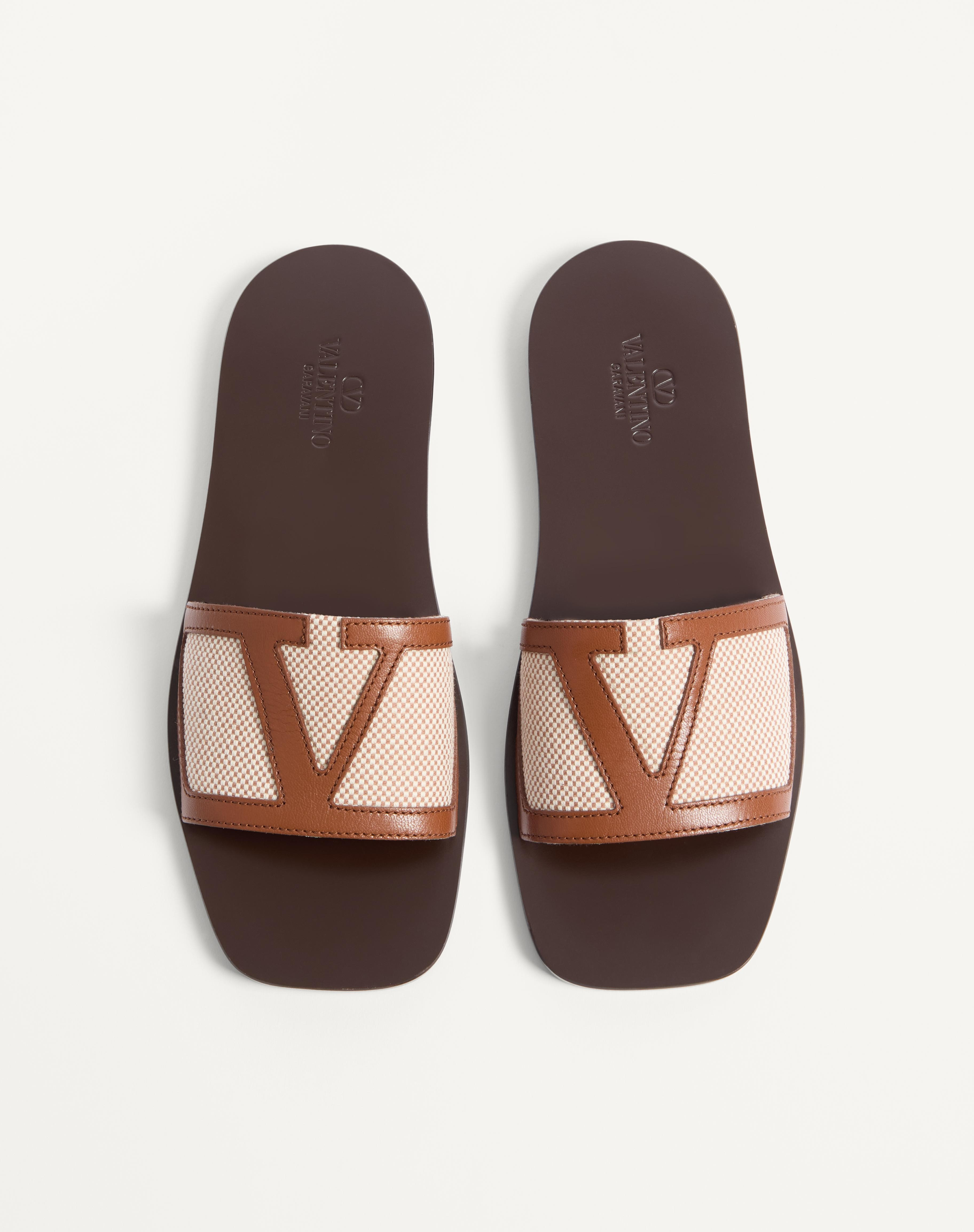 VIVA SUPERSTAR SLIDE SANDAL IN CANVAS FABRIC AND NAPPA LEATHER - 5