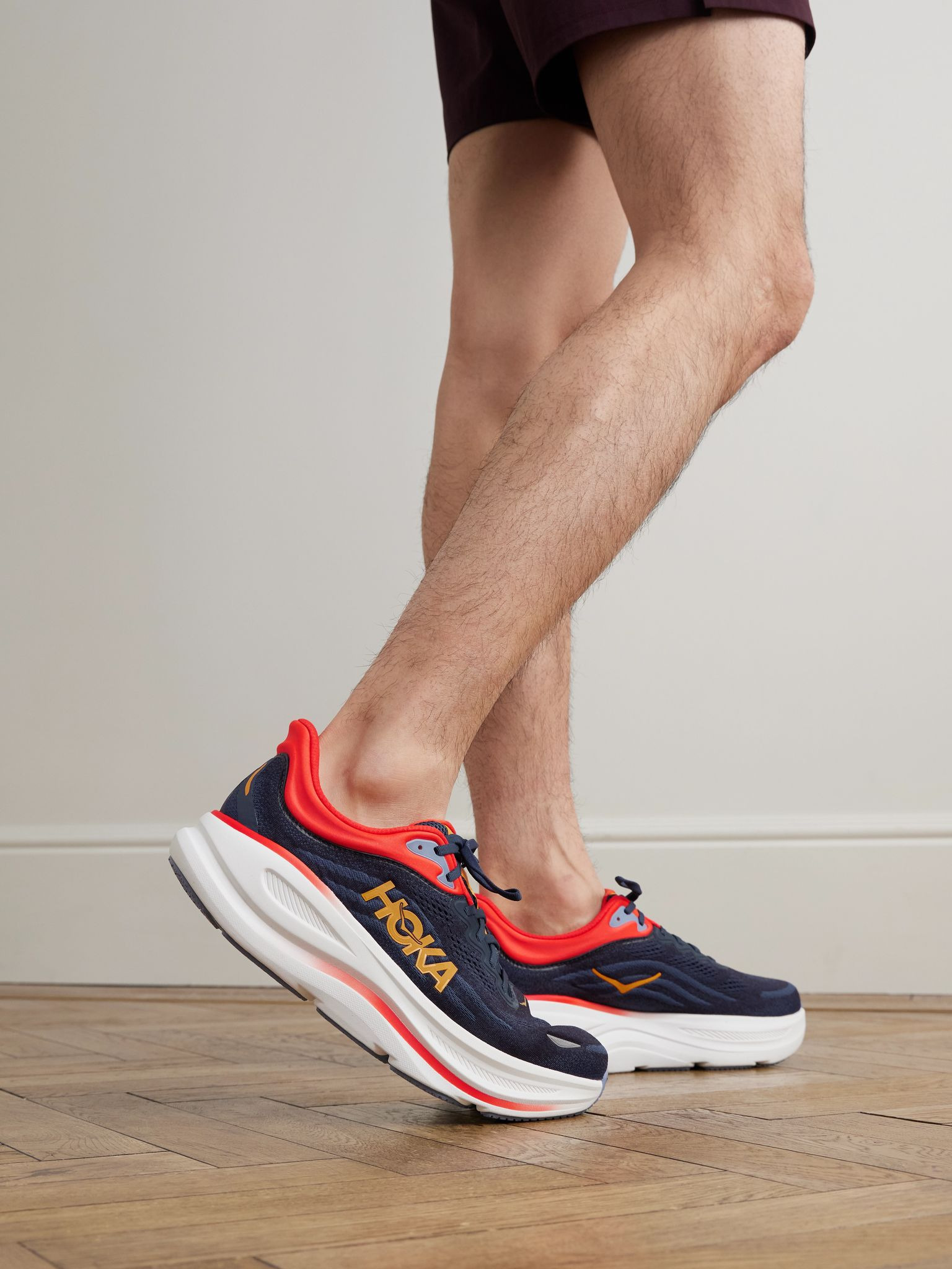 Clifton 10 Rubber-Trimmed Jacquard Running Sneakers Navy - 2