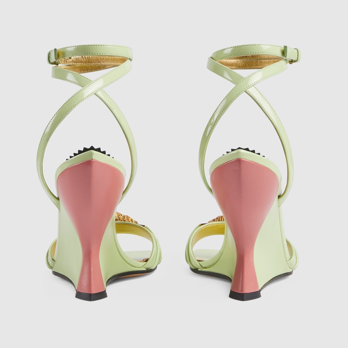 Women's high heel sandal with hardware - 4