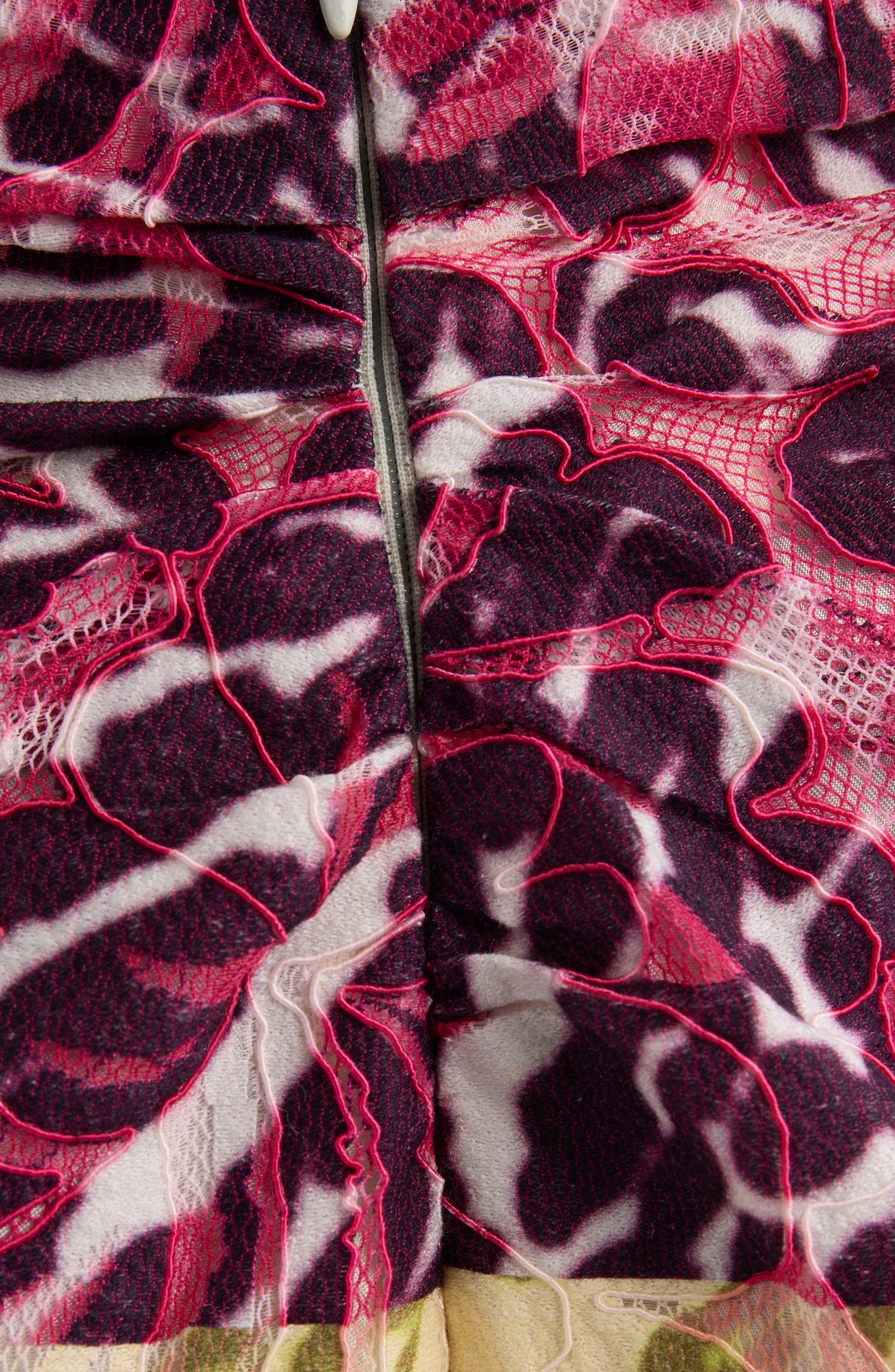 Dries Van Noten Stan Mixed Print Midi Skirt in Burgundy at Nordstrom - 7
