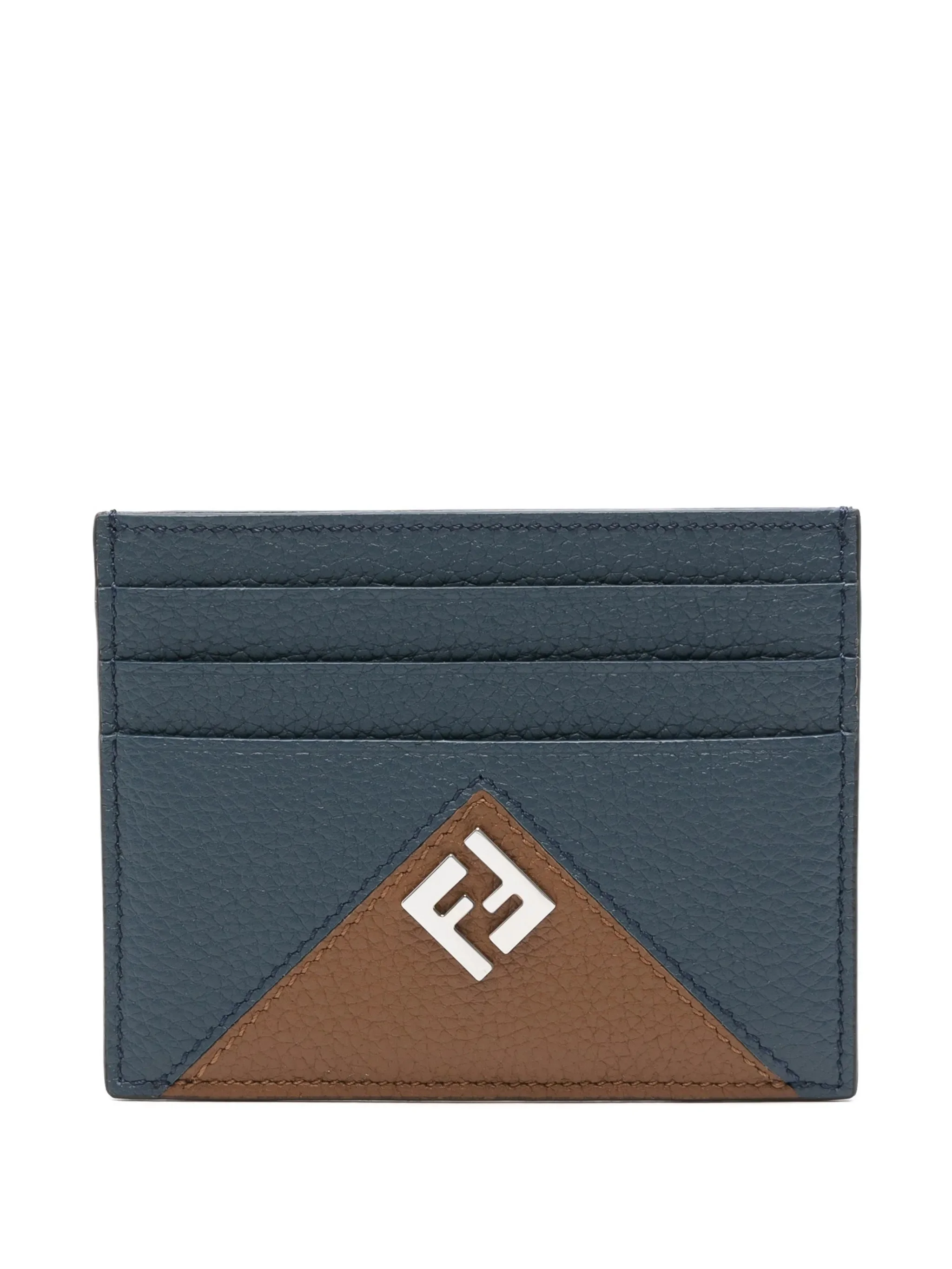 Fendi Logo-plaque Pebbled-leather Cardholder - 1