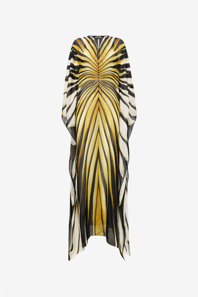 Ray Of Gold Print Silk Maxi Dress 1