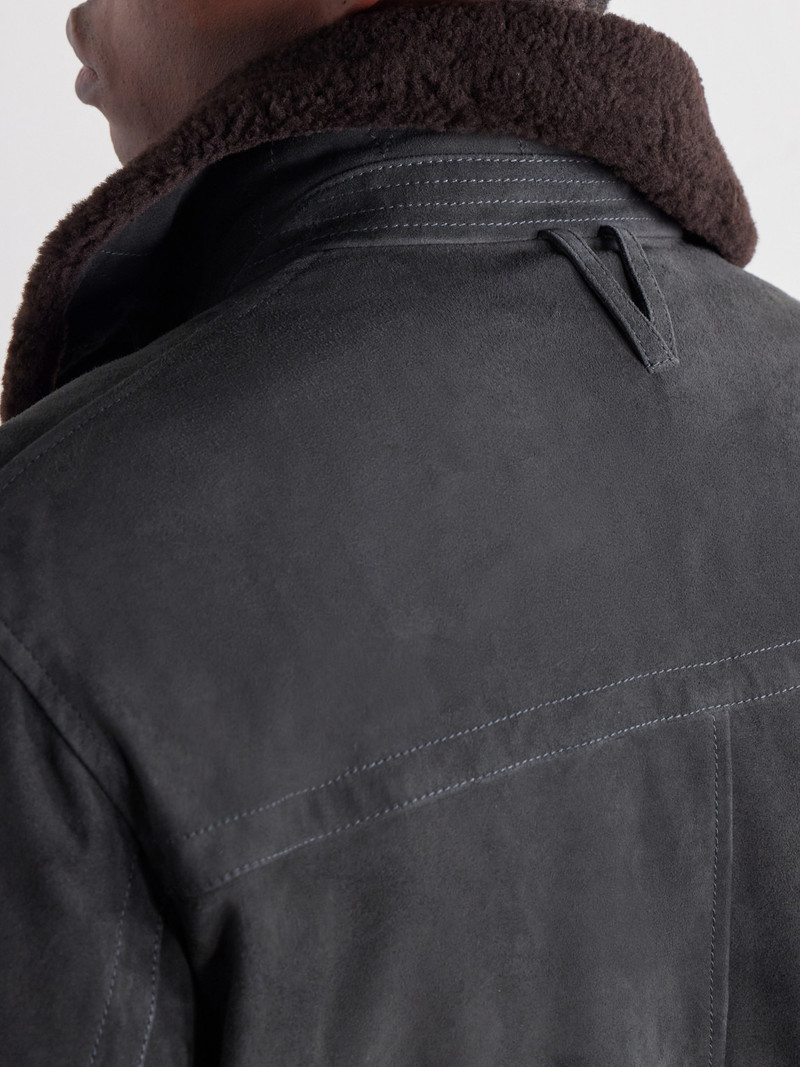 Cudden Plush-Trimmed Suede Down Jacket 5