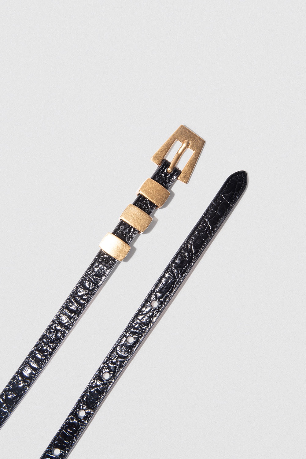 Vic Black Circular Croco Embossed Leather Belt - 3
