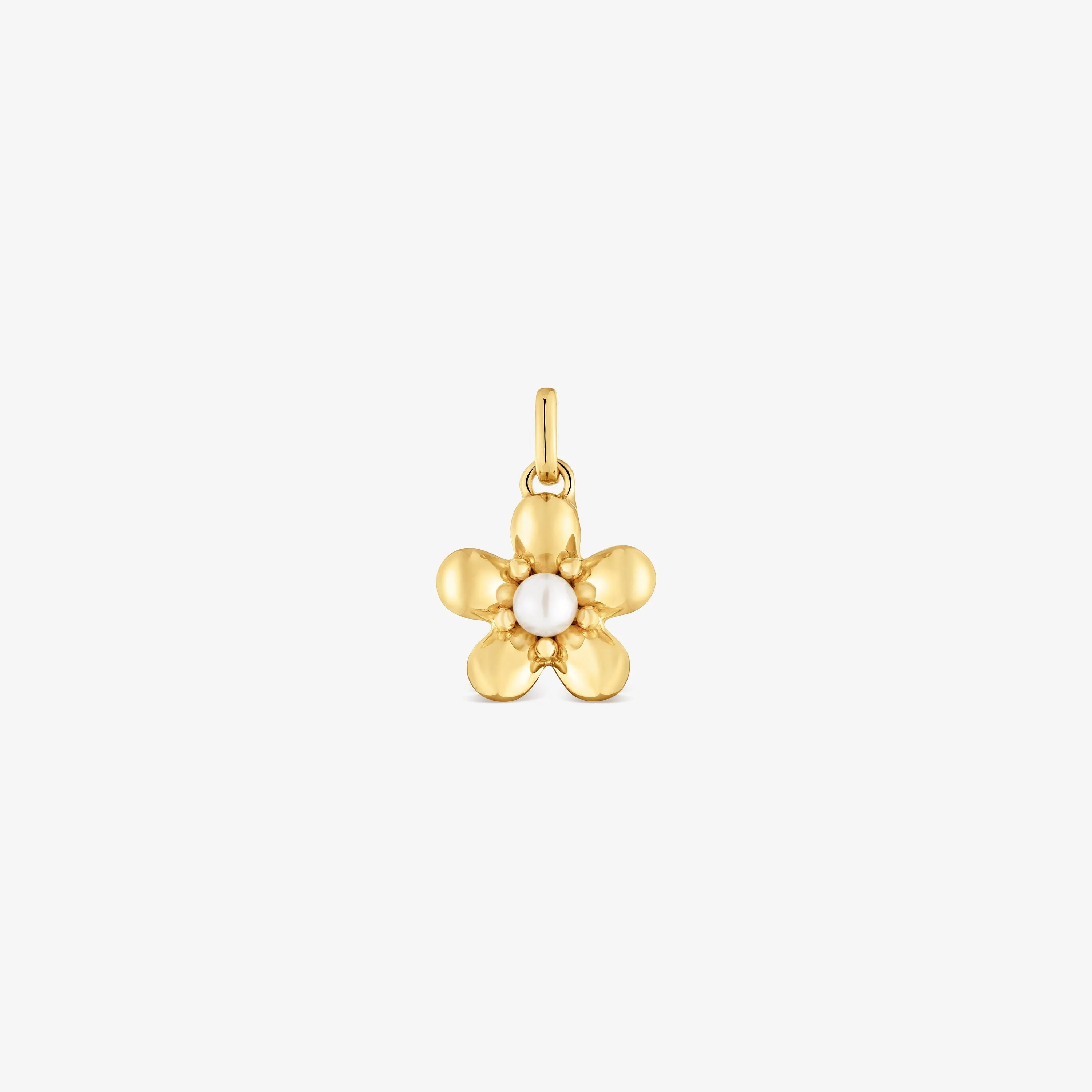 18K solid gold Pendant with 10 mm cultured pearls Daisy - 1