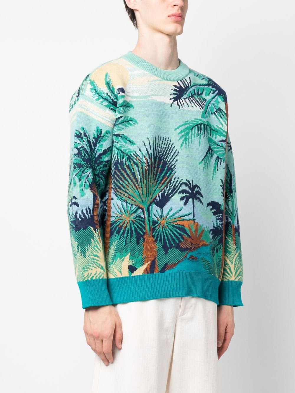 palm tree-print jumper - 3