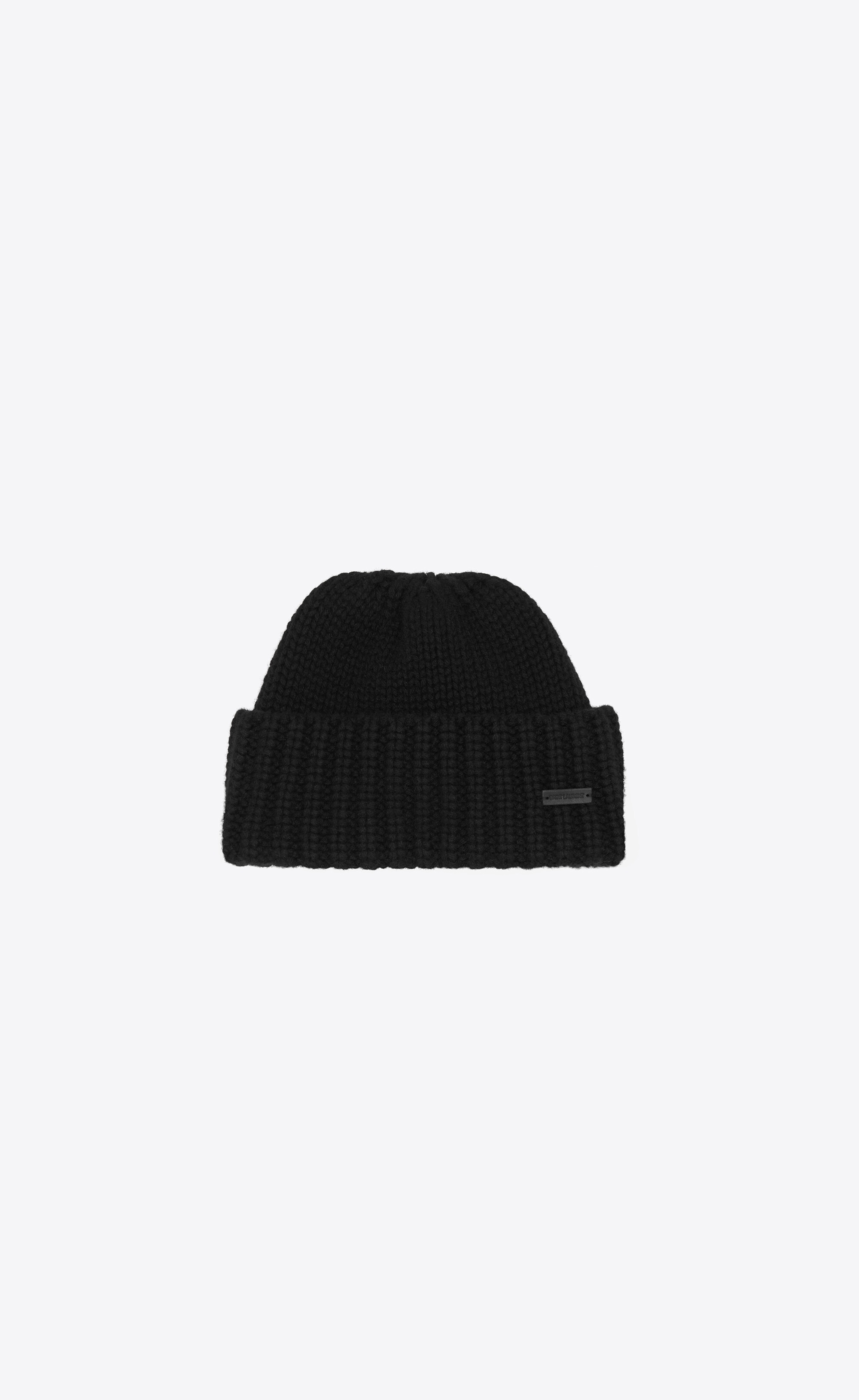 knitted cuff beanie in cashmere - 1