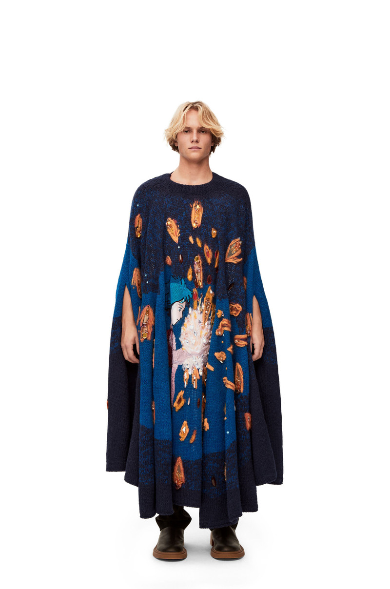 Loewe Magical Sky cape in wool and alpaca blend outlook