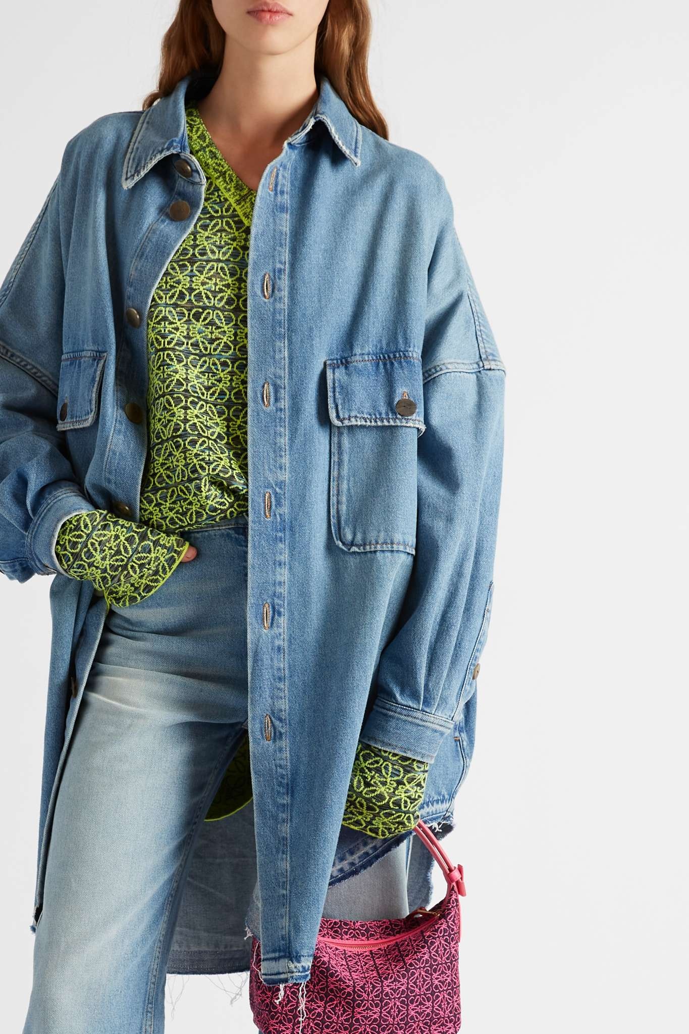 Oversized frayed denim shirt - 2