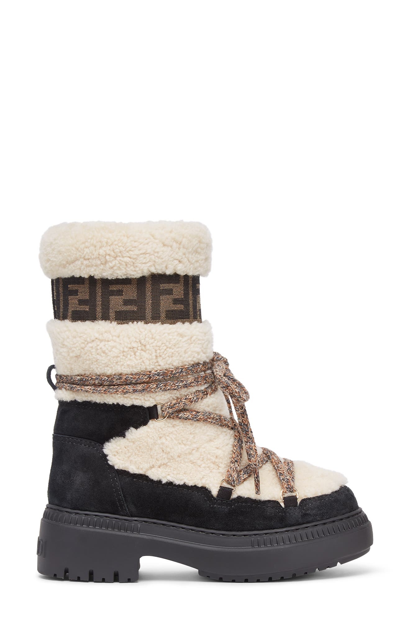 Fendi Après Chic Genuine Shearling Boot in Latte/Nero at Nordstrom - 2
