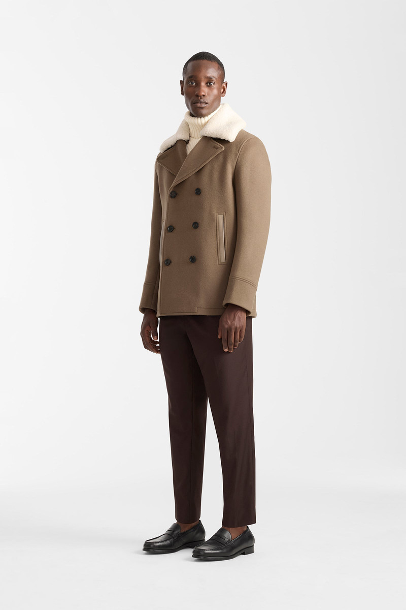 COLE-Z wool double-breasted jacket with shearling collar 3
