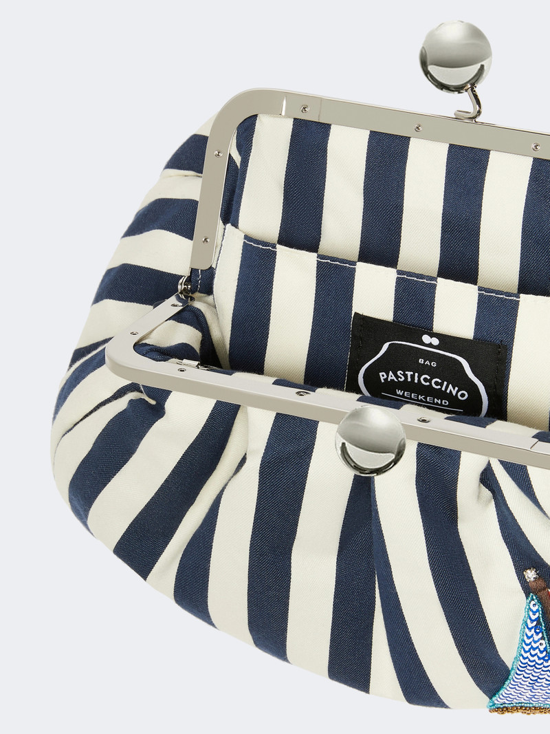 GERUSIA Medium striped cotton Pasticcino bag - CORNFLOWER BLUE 5
