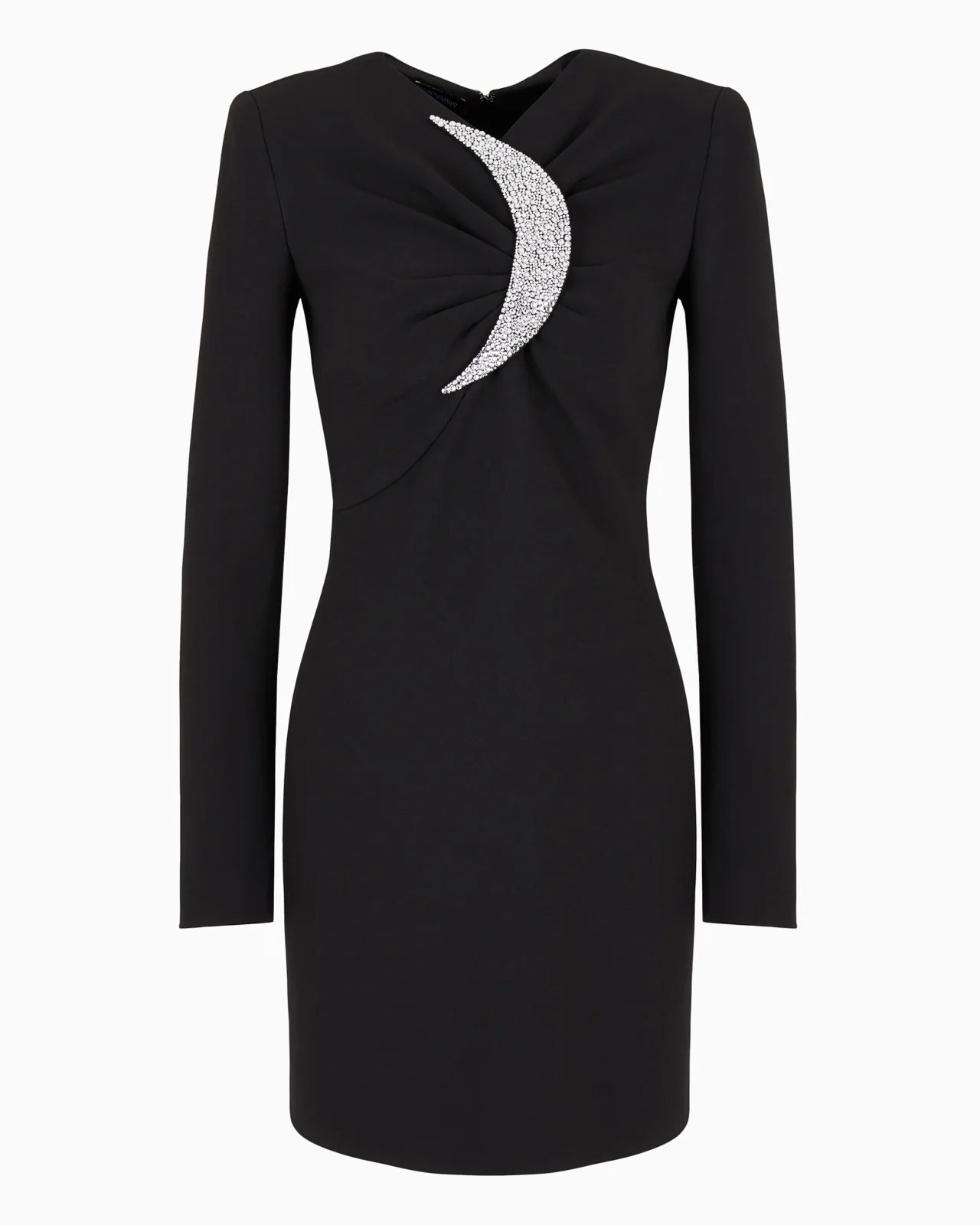 Sheath dress with draping and oversized moon with rhinestones - 1