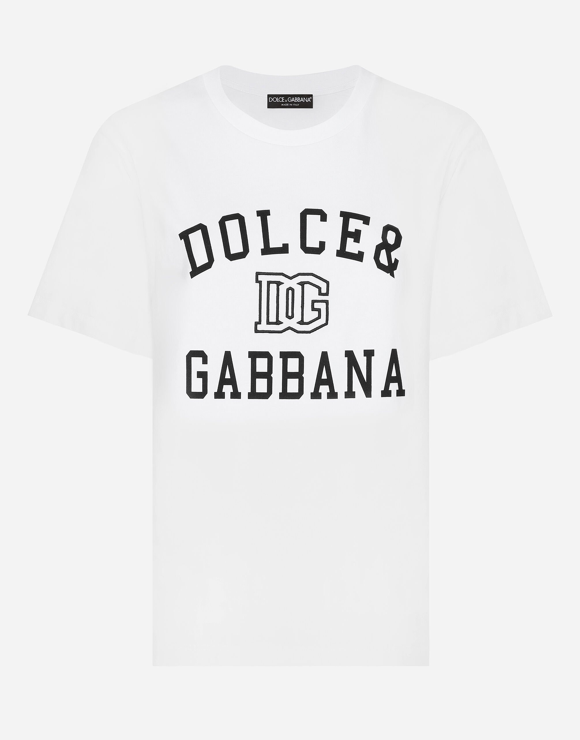 Jersey T-shirt with Dolce&Gabbana logo embroidery and lettering - 1