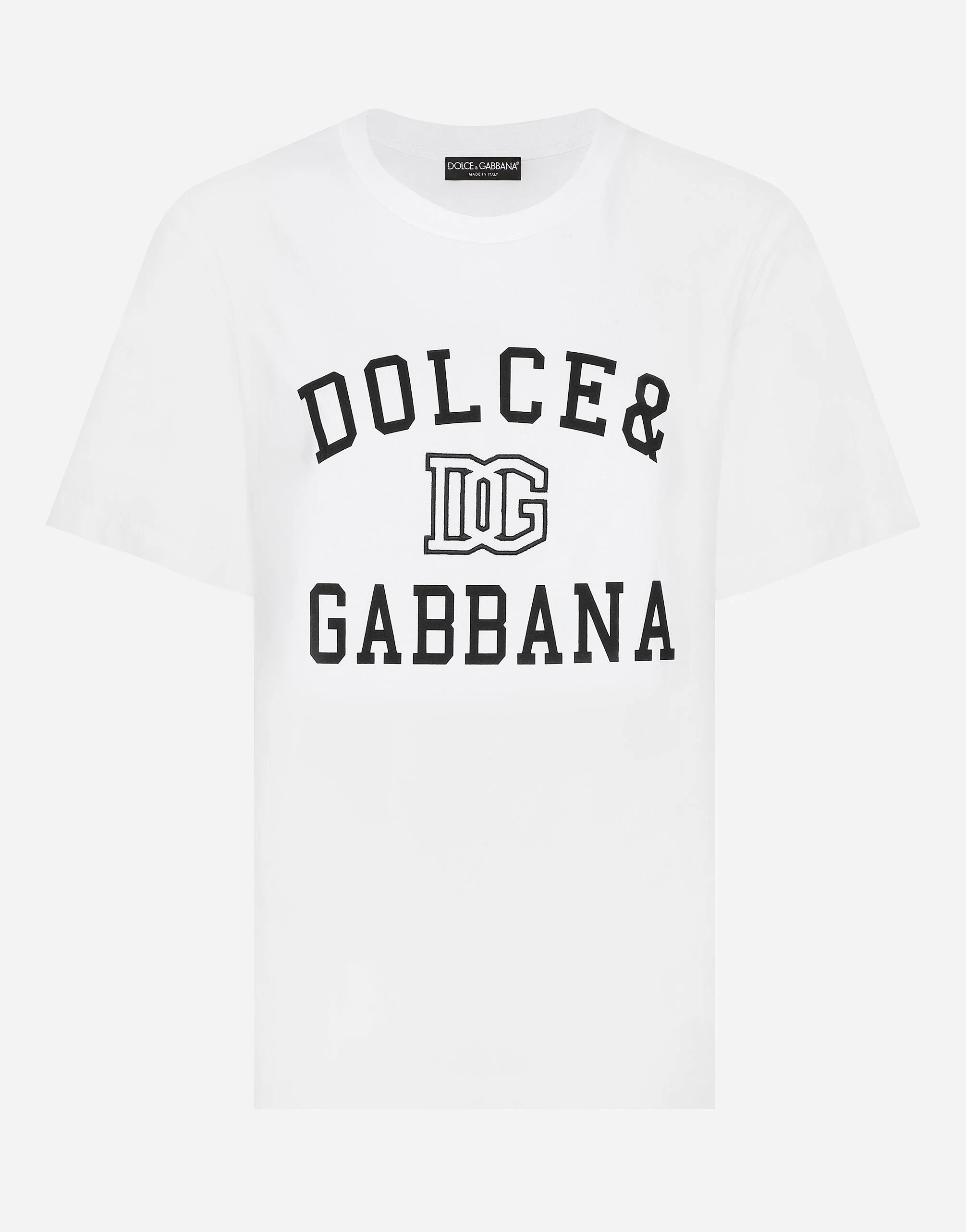 Jersey T-shirt with Dolce&Gabbana logo embroidery and lettering - 1
