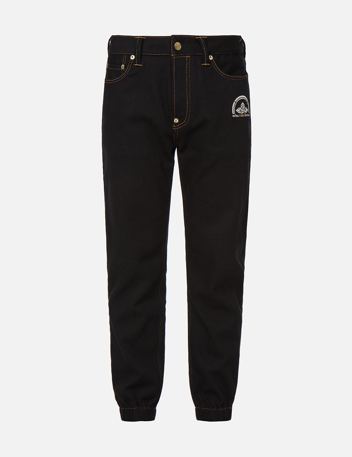 Hannya and The Great Wave Embroidery Denim Jogger Pants - 1