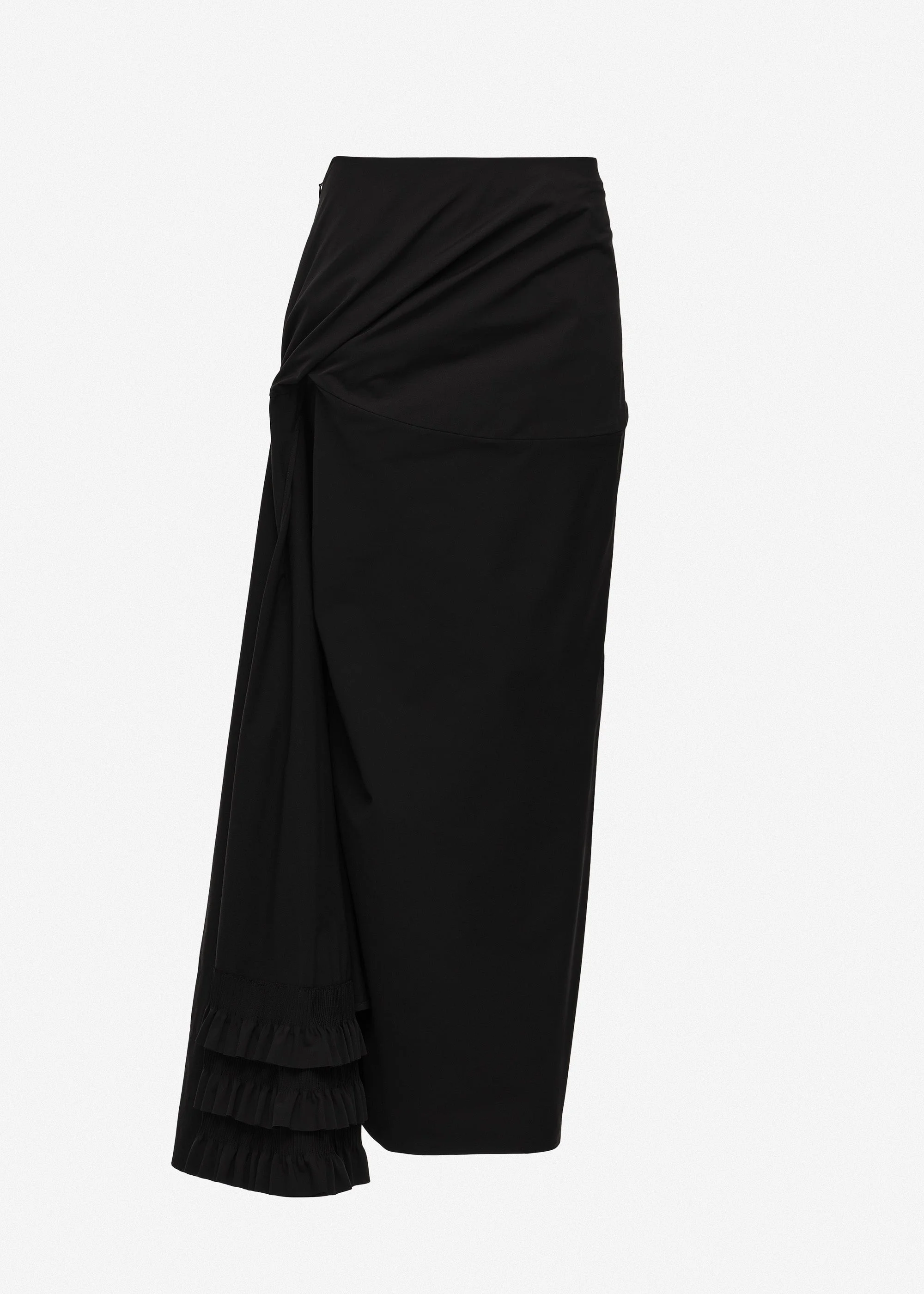 Draped slit maxi skirt in black - 1