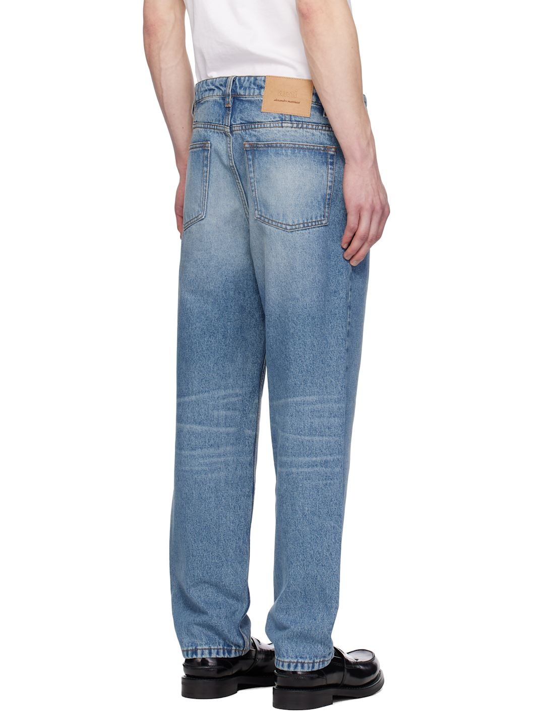 Blue Cotton Tapered Fit Jeans - 3