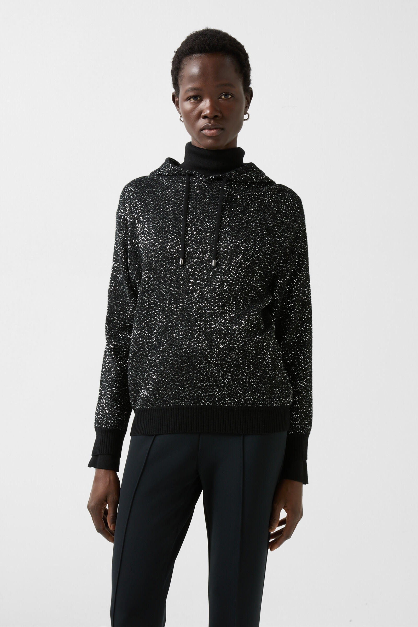 Ulli Sequinned hoodie in Black - 2