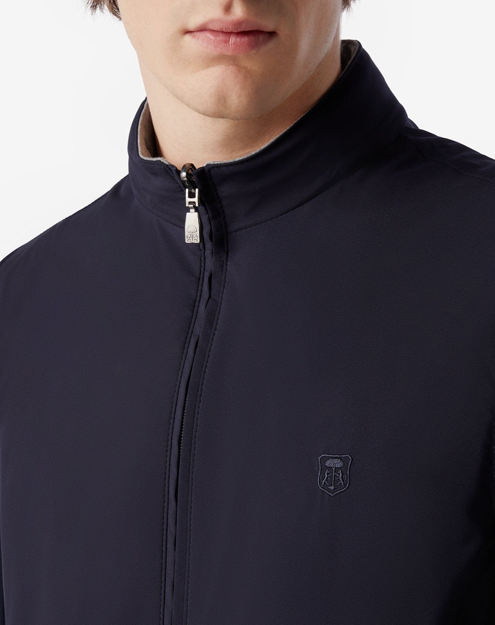 Navy blue reversible technical fabric waistcoat - 3