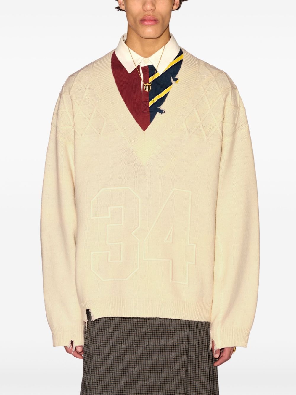 number-embroidered jumper - 3