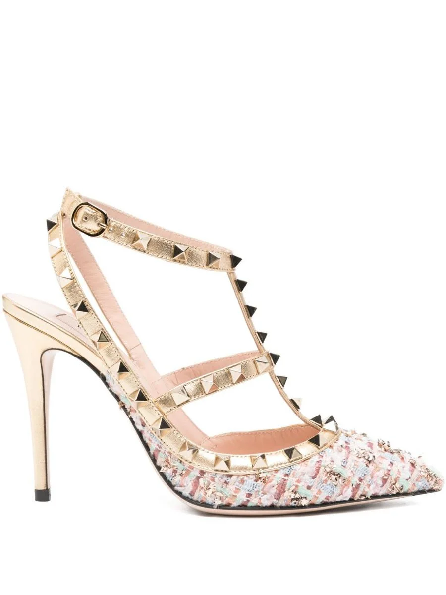 Valentino Garavani Rockstud Tweed Slingback Pumps - 1